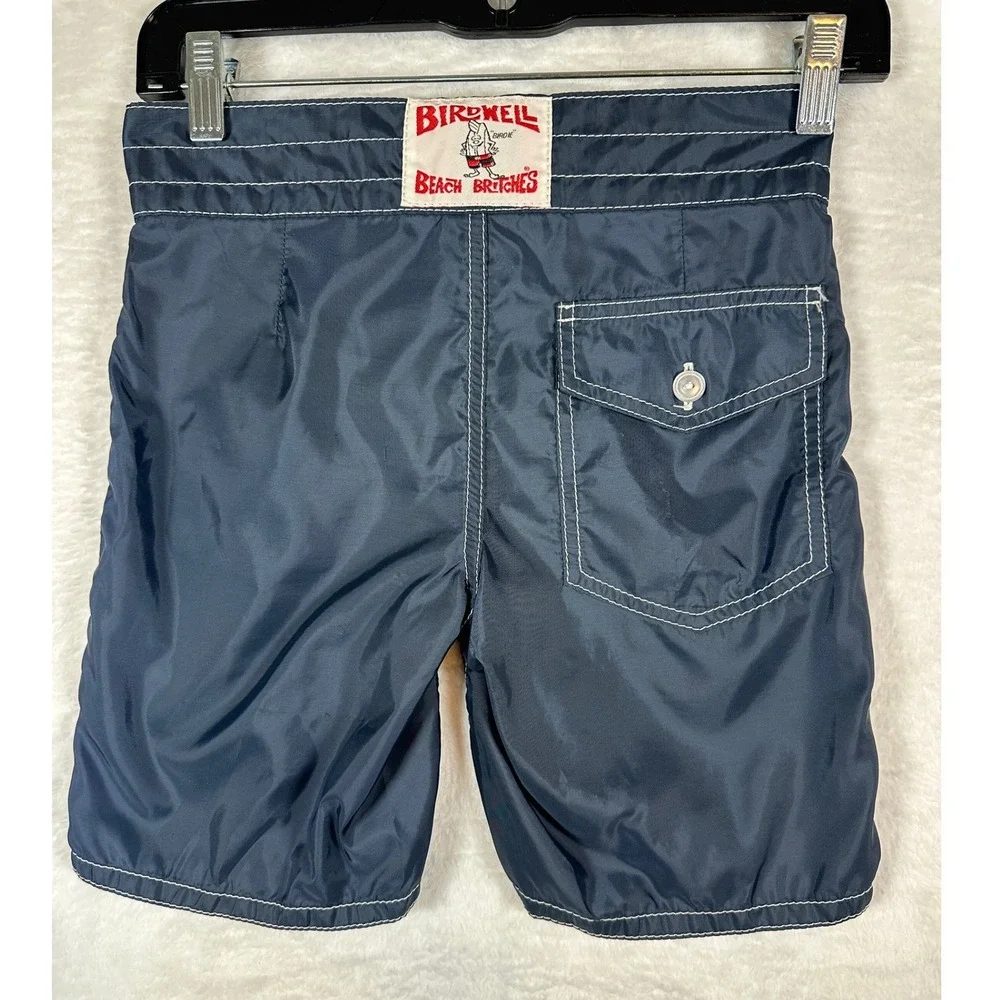 Birdwell Beach Britches Board Shorts Boys 10 Navy Blue Lace Up Nylon